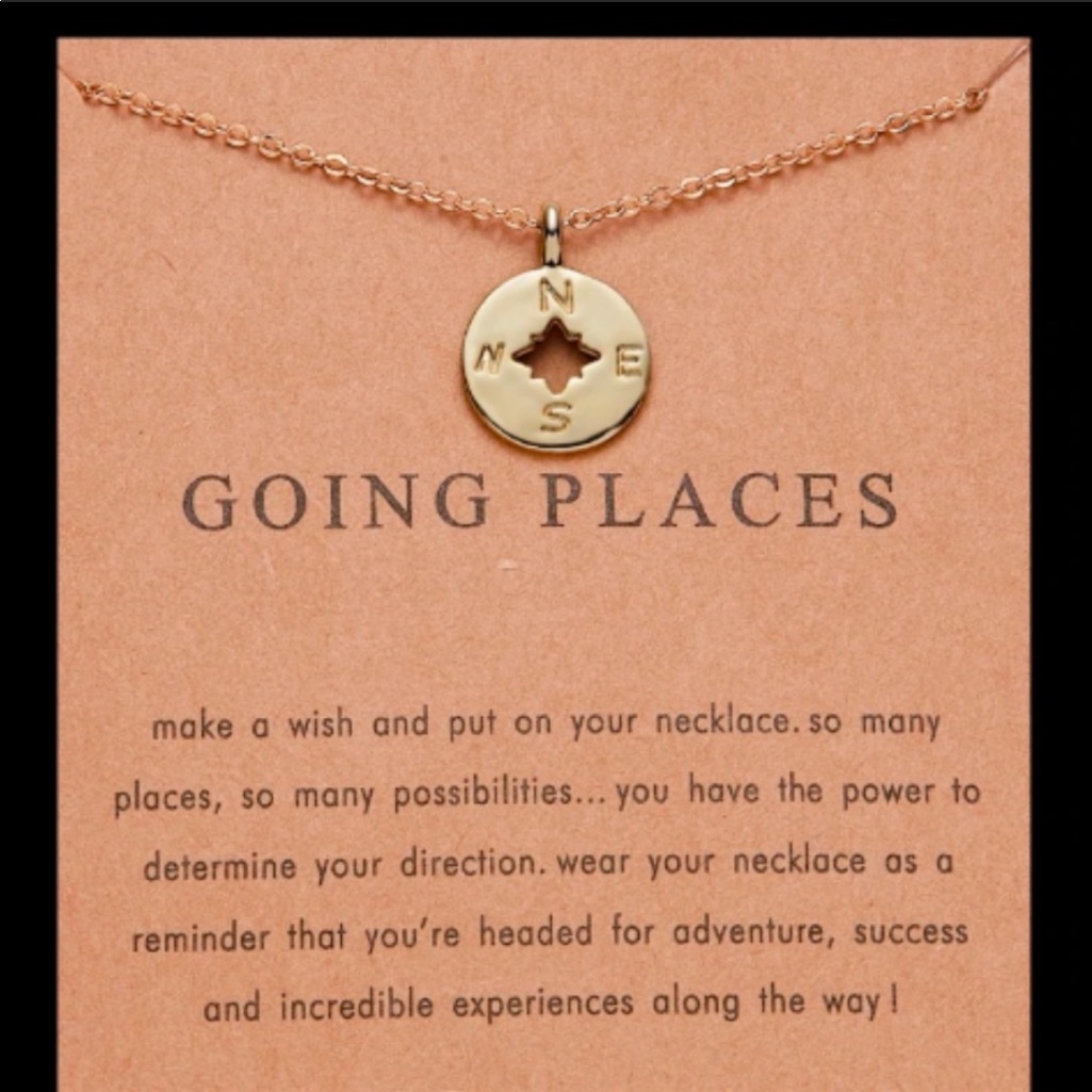 Going Places Compass Necklace With Card 25$